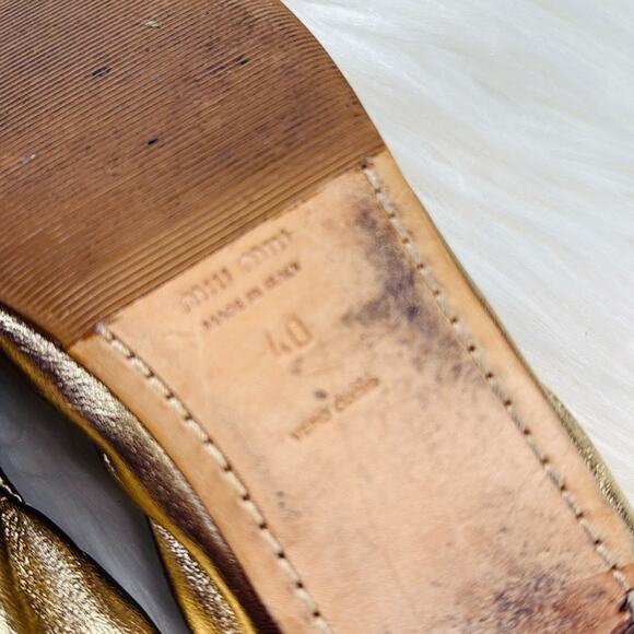 Miu Miu Gold Rhinestone Embellished Scrunch Flats - Picture 6 of 9